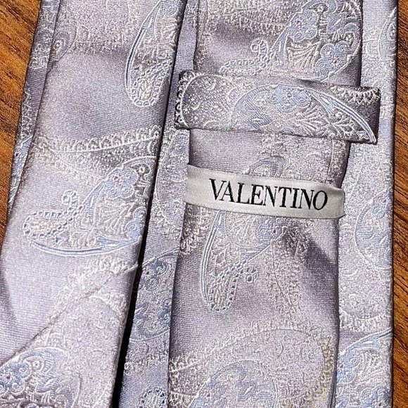 Valentino Other - Valentino Thick Silver Silver Tie with Paisleys